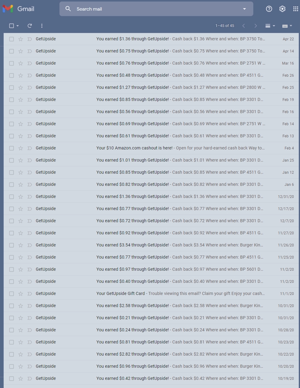 GetUpside mails